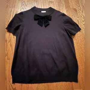 Kate Spade Short Sleeve Knit Short Sleeve Sweater with Velvet Bow.